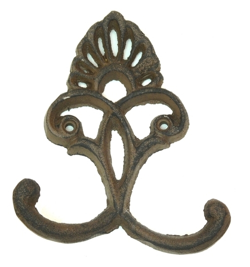 IWGAC 0170J-01555 Cast Iron Crown Hook, Rust - Set of 6