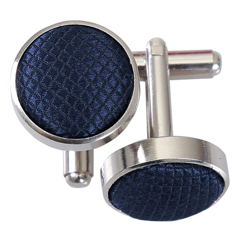 Solid Check Cufflinks - Navy Blue