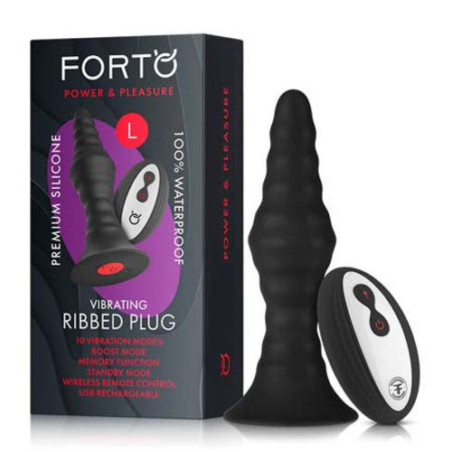 Forto Vibrating Ribbed Plug Rechargeable Remote-Controlled Silicone