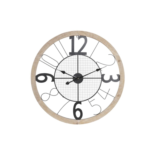 Wall Clock DKD Home Decor Natural Black MDF Iron (70 x 4 x 70 cm)