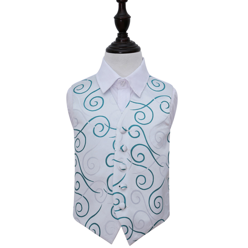 Scroll Waistcoat - Boys - Silver & Teal, 24'