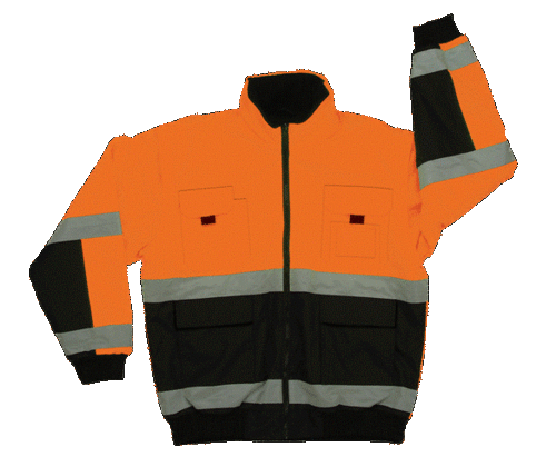 2W 330C-3 XL Class 3 Reversible Bomber Jacket - Black & Orange- Extra 