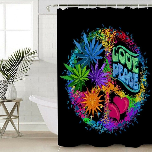 Main Retro 420 Peace and Love Shower Curtain image