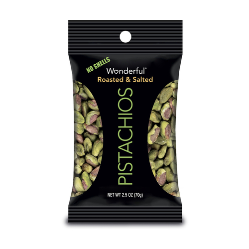 Wonderful 9739467 No Shell Roasted & Salted Pistachios, 2.5 oz - C