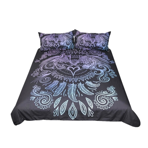 Wolves Heart by SunimaArt Bedding Set Blue and