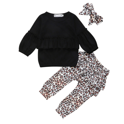 Girls Clothes Autumn Winter 3PCS Set Black Long