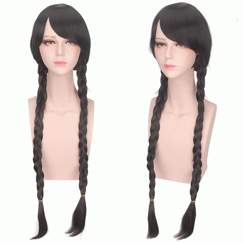 80cm 32inch Long Black Braided Wigs For Women