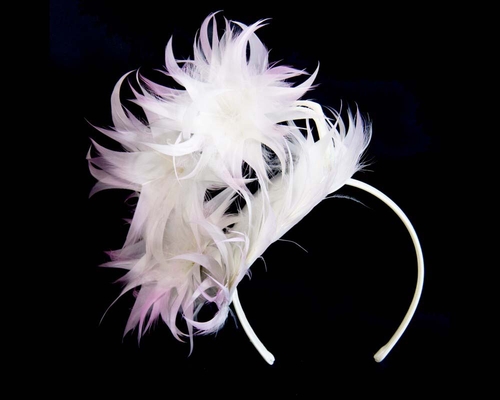 Large cream & pink feather racing fascinator