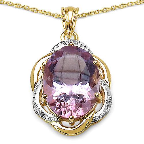 14K Yellow Gold Plated 10.50 Carat Genuine Amethyst & White Topaz .925