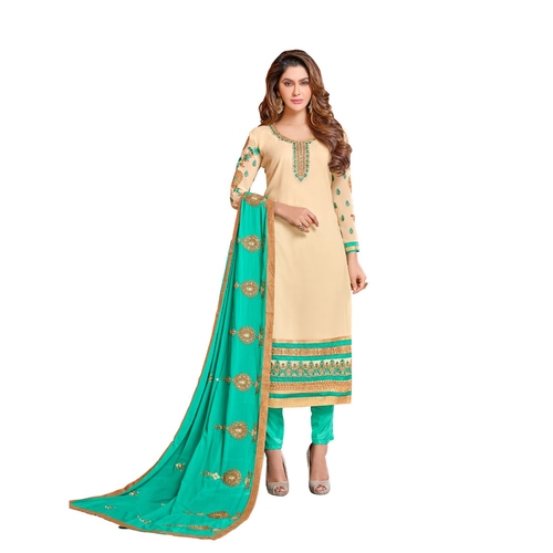 Georgette Fabric Beige Color Dress Material