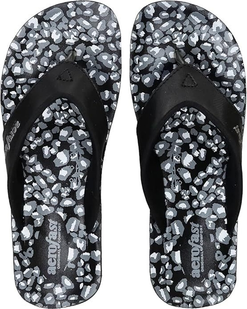Abstract Design PU Casual Slippers for Women (Size-UK-4) (Color-BLACK)
