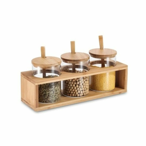 3 Tubs DKD Home Decor 31 x 11 x 10,5 cm Natural Bamboo Borosilicate