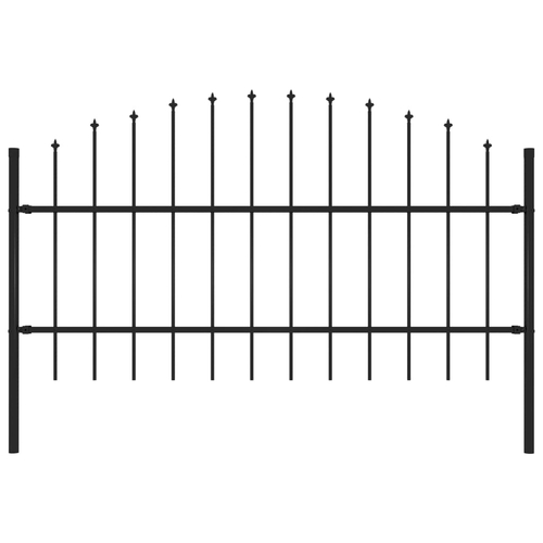 Garden Fence with Spear Top Steel 11.2' Black