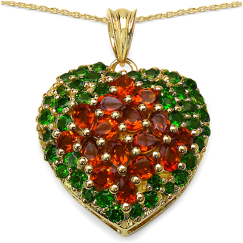 14K Yellow Gold Plated 5.62 Carat Genuine Citrine & Chrome Diopside
