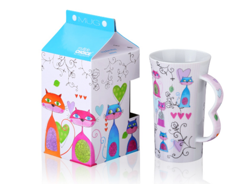 Cats and Hearts, White Porcelain Mug