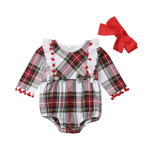 New Year Cute Toddler Baby Girls Cotton Sets Plaid