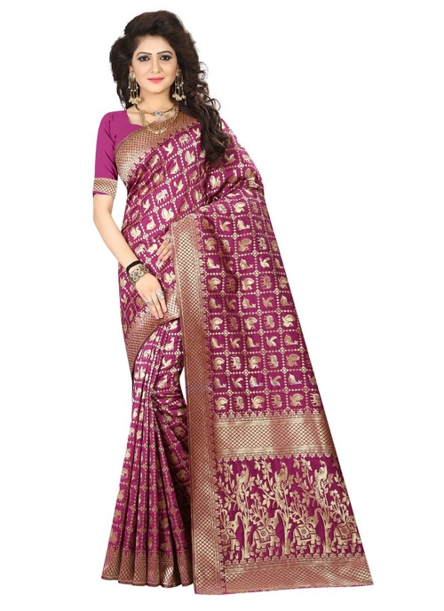 Generic Women's Jacquard Art silk Saree with