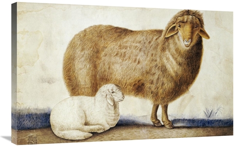 Global Gallery GCS-266383-36-142 36 in. A Ewe & Her Lamb Art Print - A