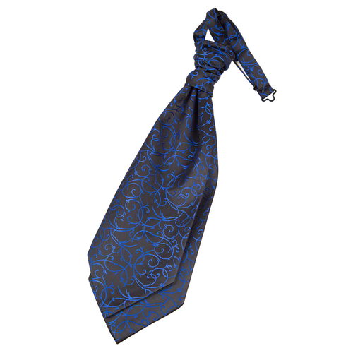 Swirl Pre-Tied Ruche Cravat - Black & Blue