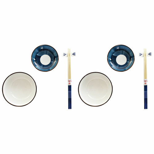 Sushi Set DKD Home Decor 34 x 29,5 x 7,3 cm Porcelain Blue White