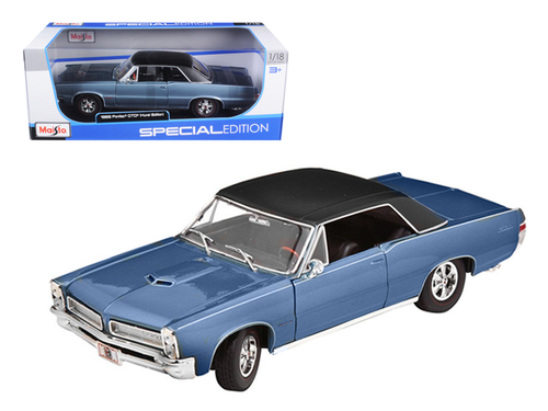 1965 Pontiac GTO Hurst Blue with Black Top 1/18 Diecast Model Car by