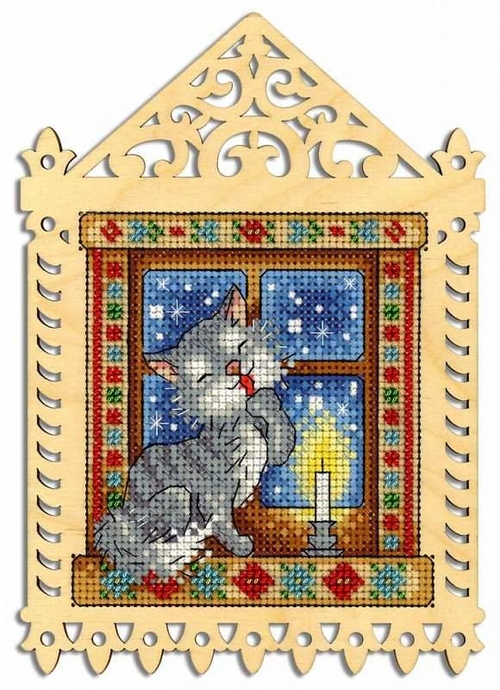 Winter Evening O-001 Counted Cross Stitch Kit on Plywood