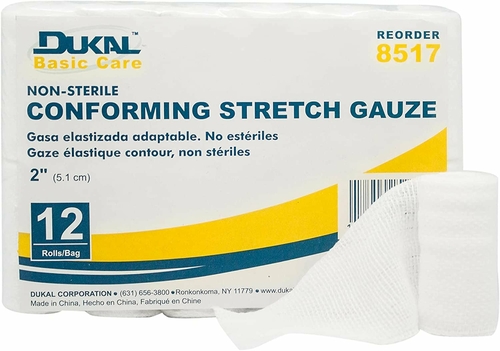 Dukal Conforming Stretch Gauze 2". Case of 96 Light Conforming