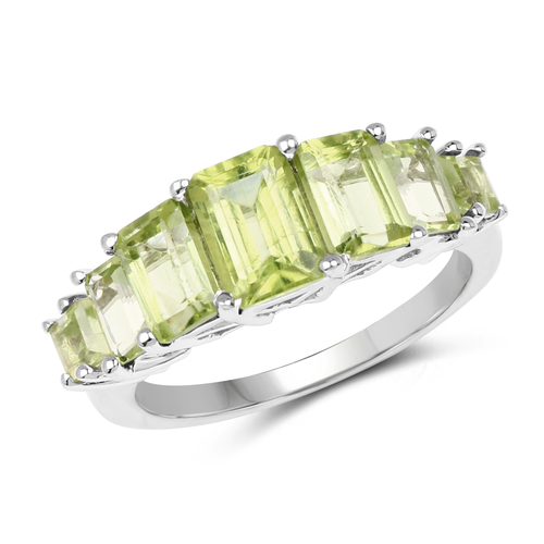 2.96 Carat Genuine Peridot .925 Sterling Silver Ring