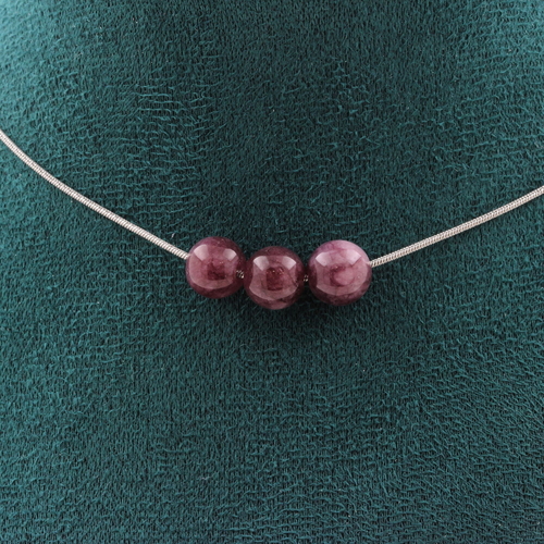 Lepidolite 8 mm 3 beads necklace.