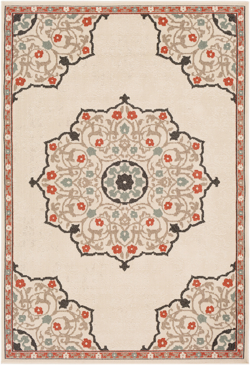 Surya ALF9679-53RD 5 ft. 3 in. x 5 ft. 3 in. Alfresco Round Machine Ma