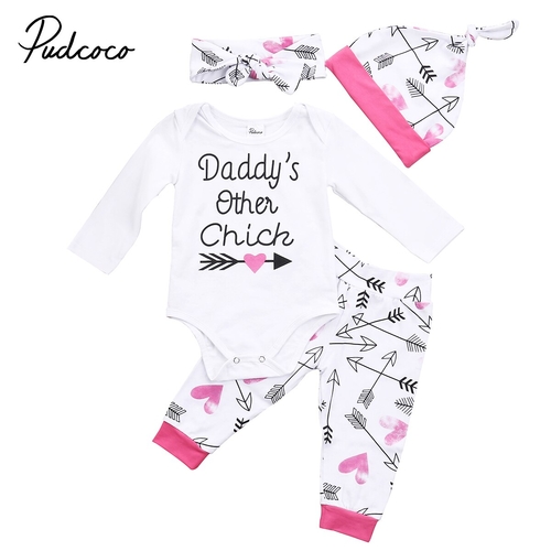 3 Pcs Newborn Kids  Girl Boy Letters Outfit Set