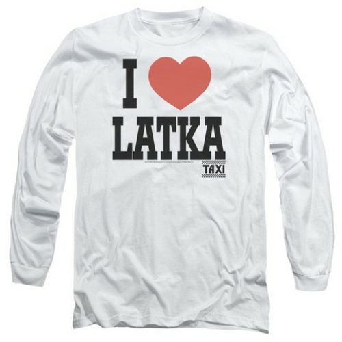 Trevco Taxi-I Heart Latka - Long Sleeve Adult 18-1 Tee - White- Medium