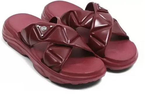 WOMEN'S EVA GIRLS SLEEPER SLIDE FLIP FLOP (Size-9YEAR) (Color-MAROON)