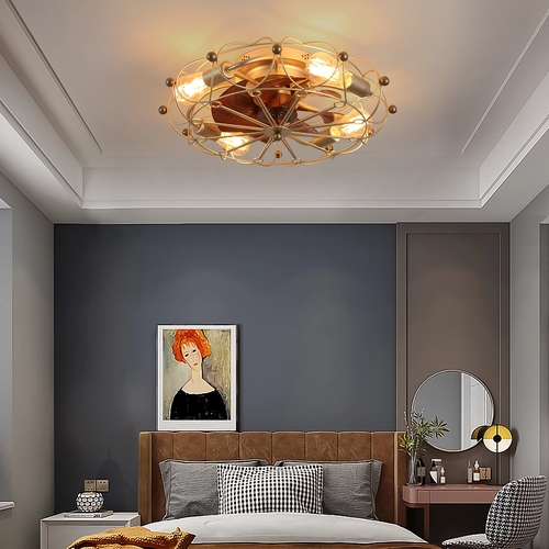 Low Profile Caged Ceiling Fan with Lights Remote Control, Embedded