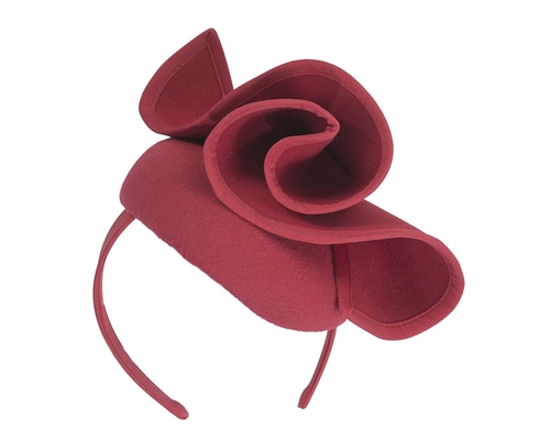 Red felt winter racing pillbox fascinator