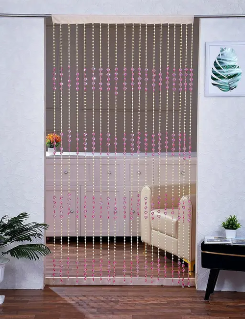 Pvc Fancy Sparkling Striped Heart Beads String Full Door Curtain For