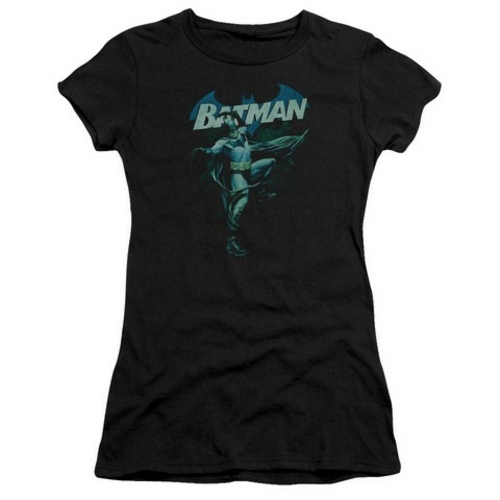 Trevco Batman-Blue Bat - Short Sleeve Junior Sheer Tee - Black- Extra 