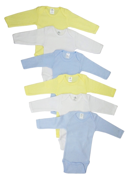 Bambini CS-100S-100S Boys Pastel Long Sleeve, White with Blue & Ye