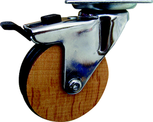 Shepherd Hardware 6285 3 in. Swivel Caster Wheel with Brake, Wood