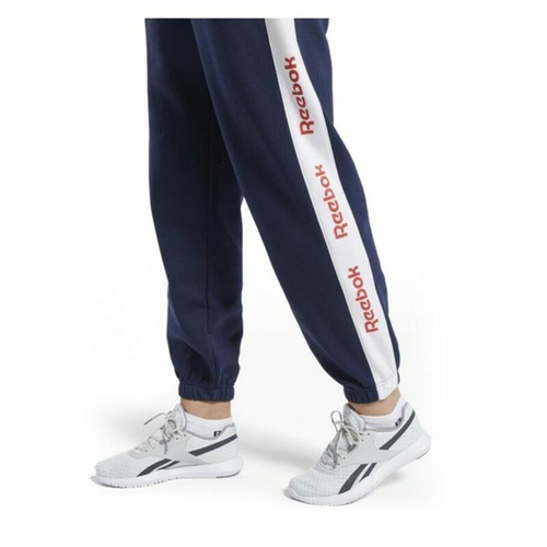 Adult's Tracksuit Bottoms Reebok Linear Logo FL Lady Navy Blue