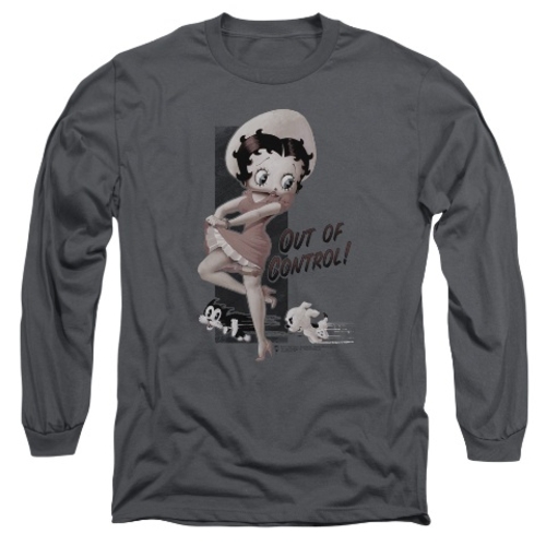 Trevco Boop-Out Of Control - Long Sleeve Adult 18-1 Tee - Charcoal&#44