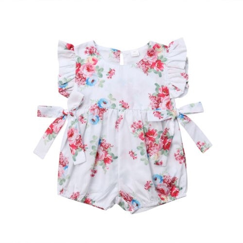 Newborn Baby Girl Flower Ruffle Romper 