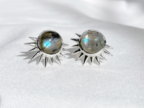 Labradorite Sterling Silver Sun Point Earrings 