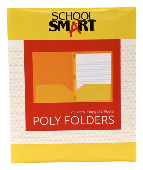 School Smart 2019645 Heavyweight Two-Pocket Poly Folder with Fasteners