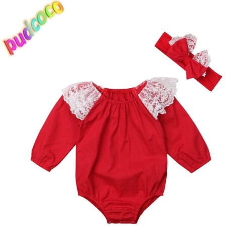 Christmas Toddler Baby Girl Lace  One Piece