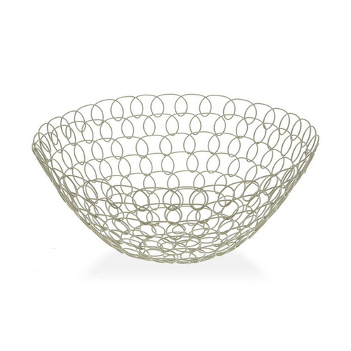 Fruit Bowl White Metal (28 x 12 x 28 cm)