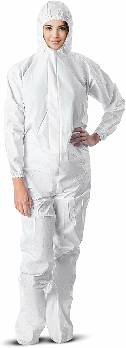 Disposable Paint Suit Large. White Hazmat Suit 60 gsm SMS Disposable