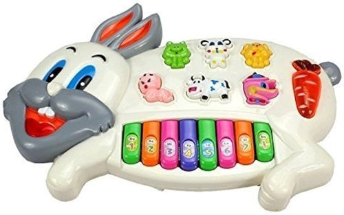 Rabbits Musical Piano with 3 Modes Animal Sounds, Flashing Lights &