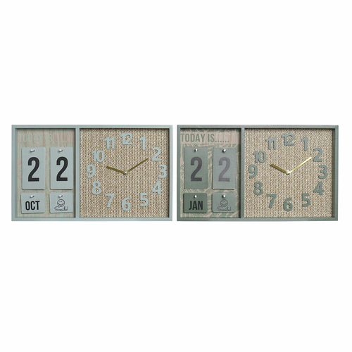 Wall Clock DKD Home Decor Green Wood polypropylene Plastic MDF Wood