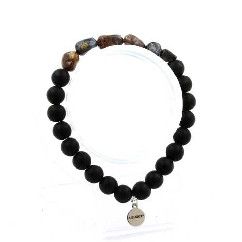 Pietersite from USA + Matte Black Onyx Bracelet 8 mm Beads.